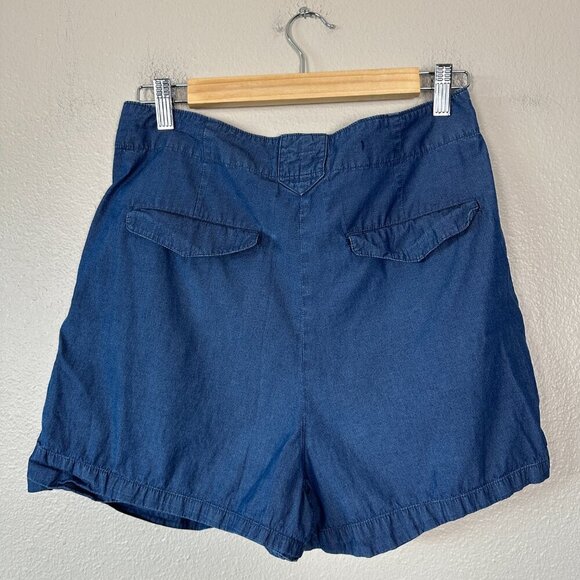 Theory Women's Shorts High Rise Chambray Lightweight Blue Size 8 - Picture 4 of 4